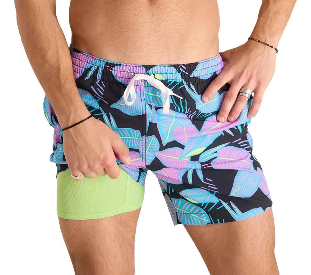 Chubbies Men's 'The Fluorescent Funk' 5.5" Classic Lined Swim Trunks size L NWT